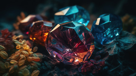 Close-up of Beautiful Crystals with Radiant Shine and Unique Formation. Generative AIの素材