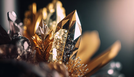 Close-up of Beautiful Crystals with Radiant Shine and Unique Formation. Generative AIの素材