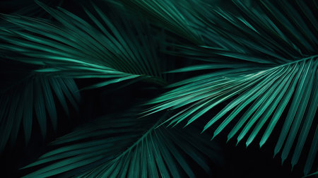 Palms in Detail, A Close-up of Lush Green Foliage. Generative AIの素材
