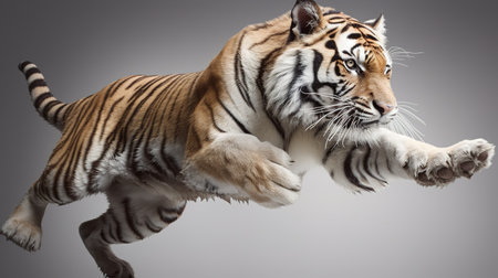 Majestic Tiger in Leap. Generative AIの素材