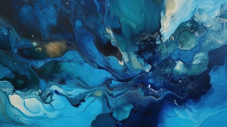 A Minimalistic Abstract Texture of Blue and Gold Paint. Generative AIの素材