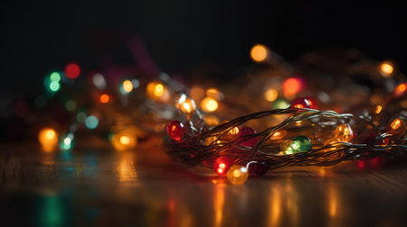 A Close-up of Garland Bokeh Lights Creating a Shiny Abstract Background. Generative AIの素材