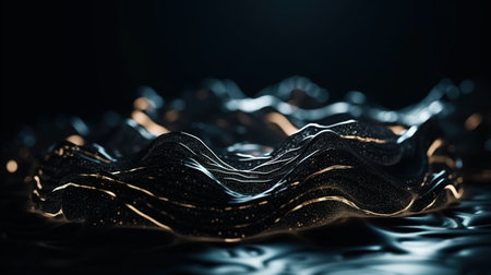 A Black Wavy Bokeh Shiny Abstract Background. Generative AIの素材
