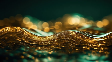 Green and Gold Bokeh Shiny Abstract Background. Generative AIの素材