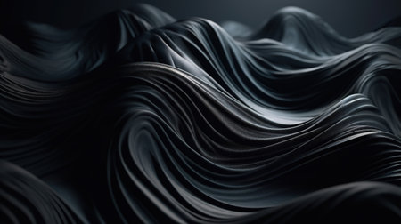 Black Fabric in Wavy Bokeh Abstract Background. Generative AIの素材