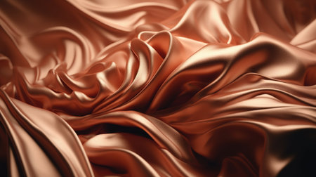 Rose Gold Fabric in Wavy Bokeh Abstract Background. Generative AIの素材