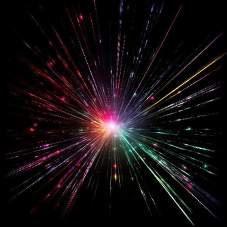 Abstract Light Rays and Sparkles on a Black Background. Generative AIの素材
