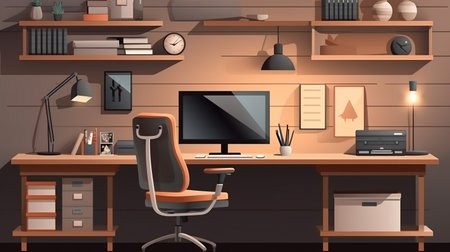 Modern and Inviting Home Office Workspace Interior. Generative AIの素材