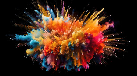 A Colorful Explosion on a Black Background. Generative AIの素材