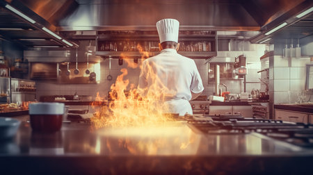 The Master Chef Creating Culinary Magic in the Restaurant Kitchen. Generative AIの素材