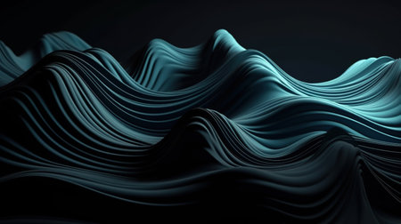 A Blue Wavy Shiny Abstract Background. Generative AIの素材