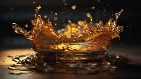 Dynamic Splash of Gold Fluid. Generative AIの素材