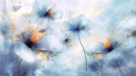 Soft whimsical ethereal flowers background. Generative AIの素材
