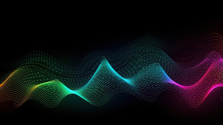 An Abstract Representation of Sound Waves and Music Frequencies. Generative AIの素材