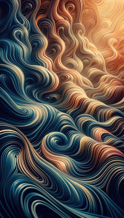 Mesmerizing Abstract Waves with Dynamic Swirls and Spheresの素材
