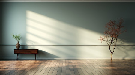 Sunny Minimalist Interior with Potted Plants by Windowの素材