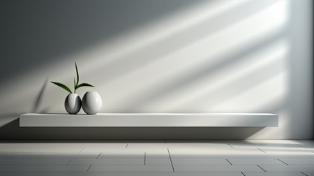 Sunny Minimalist Interior with Potted Plants by Windowの素材