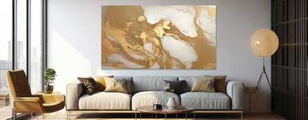 Modern Luxurious Living Room with Stylish Sofa and Artの素材