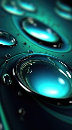 Serene Water Droplets with Gentle Waves and Reflectionsの素材
