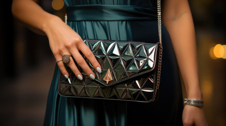 Elegant Designer Handbag with Gold Detail Fashion Accessoryの素材