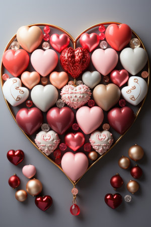 Assorted Valentine's Day Hearts in Elegant Presentationの素材