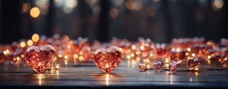 Glowing Hearts and Warm Bokeh Lights Valentine's Day Ambianceの素材