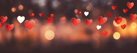 Glowing Hearts and Warm Bokeh Lights Valentine's Day Ambianceの素材
