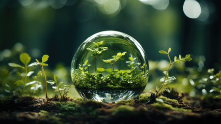 Encapsulated Miniature Ecosystem Symbolizing Environmental Education.の素材