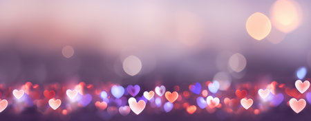 Glowing Hearts and Warm Bokeh Lights Valentine's Day Ambianceの素材