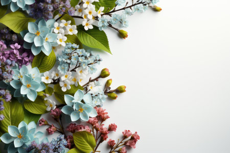 Spring Blossoms on White Background with Space for Text.の素材