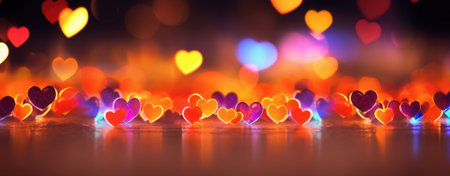 Glowing Hearts and Warm Bokeh Lights Valentine's Day Ambianceの素材