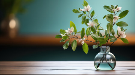 Elegant Floral Arrangement in Glass Vase on Wooden Table.の素材