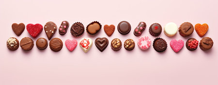 Assorted Heart-Shaped Chocolates, Perfect for Valentine's Treat.の素材