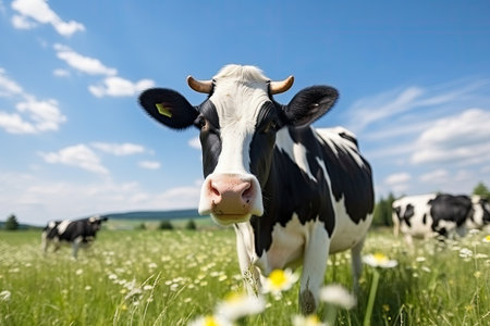 Curious Cow in Sunny Pastoral Fieldの素材