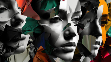 Abstract Faces Representing Diversity in Psychology and Stressの素材