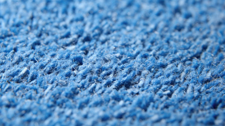 Close-up macro photograph capturing the detailed texture of a worn blue fabric material with visible fibers.の素材