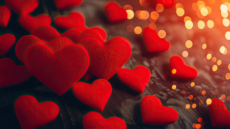 Sparkling Red Hearts Symbolizing Love and Valentine's Dayの素材