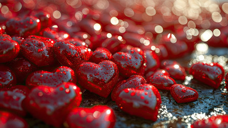 Sparkling Red Hearts Symbolizing Love and Valentine's Dayの素材