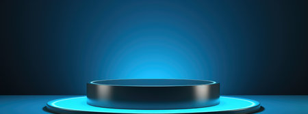 Warm Glow Circle Podium in Stylish Modern Interior. A.I.の素材