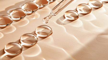 Serum Dropper with Clear Skincare Liquid on Neutral Backdrop, AIの素材