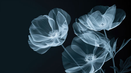Transparent X-Ray Flowers in Monochrome Artistic Display. A.I.の素材