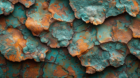 A richly textured copper surface showcases the beautiful patina of age and corrosion.の素材
