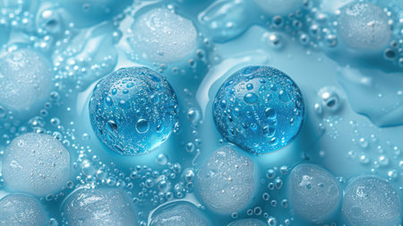Close-up of Hyaluronic Acid Molecules with Water Droplets. A.I.の素材