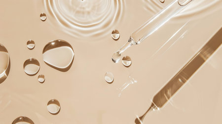 Serum Dropper with Clear Skincare Liquid on Neutral Backdrop, AIの素材