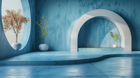 The image showcases a minimalist interior with a serene ocean view and a stylish sofa for relaxation.の素材