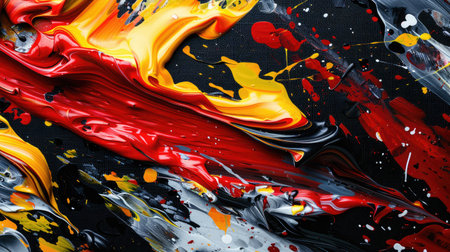 An abstract explosion of colorful paint splatters creating a dynamic and modern artistic backdrop.の素材