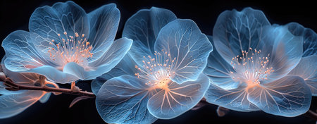 Transparent X-Ray Flowers in Monochrome Artistic Display. A.I.の素材