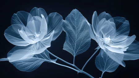 Transparent X-Ray Flowers in Monochrome Artistic Display. A.I.の素材