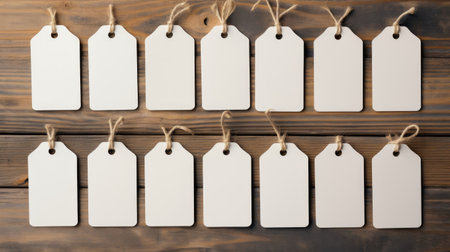 Blank Paper Tags with Strings for Retail Display. A.I.の素材