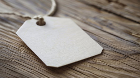 Blank White Label Tag with String on Simple Background. A.I.の素材